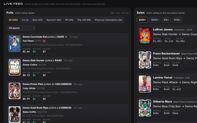 Live Feed, example screen